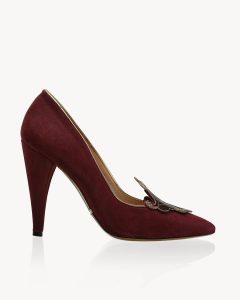 Damita Decolletè a tacco 105 in camoscio brillante bordeaux Francesco Lanzoni Shoes