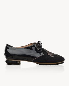 Blix Derby a tacco 20 in camoscio e vernice nera Francesco Lanzoni Shoes