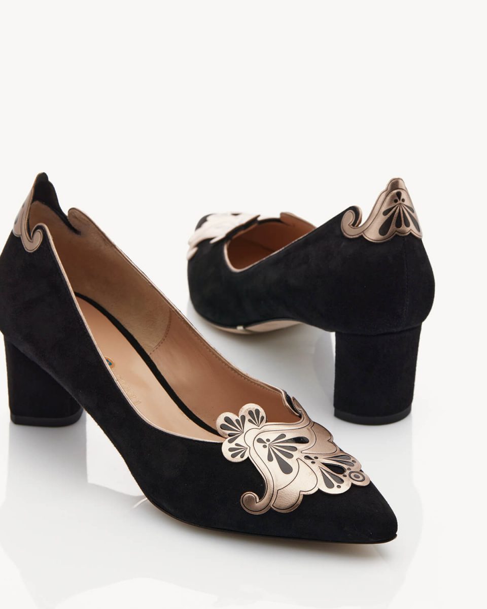 Meng 50 heel pumps in black suede Francesco Lanzoni Shoes