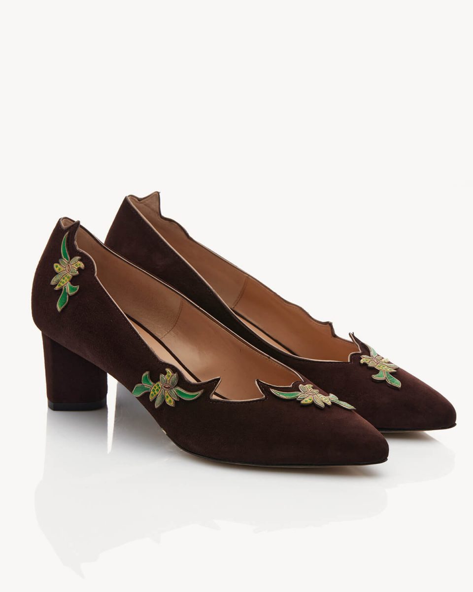 Mailea Decolletè a tacco 50 in camoscio marrone Francesco Lanzoni Shoes