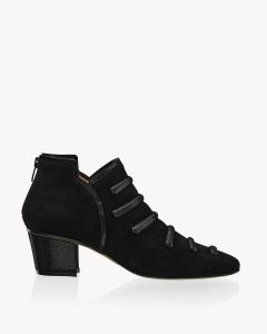 Tessa Tronchetto a tacco 50 in camoscio nero Francesco Lanzoni Shoes