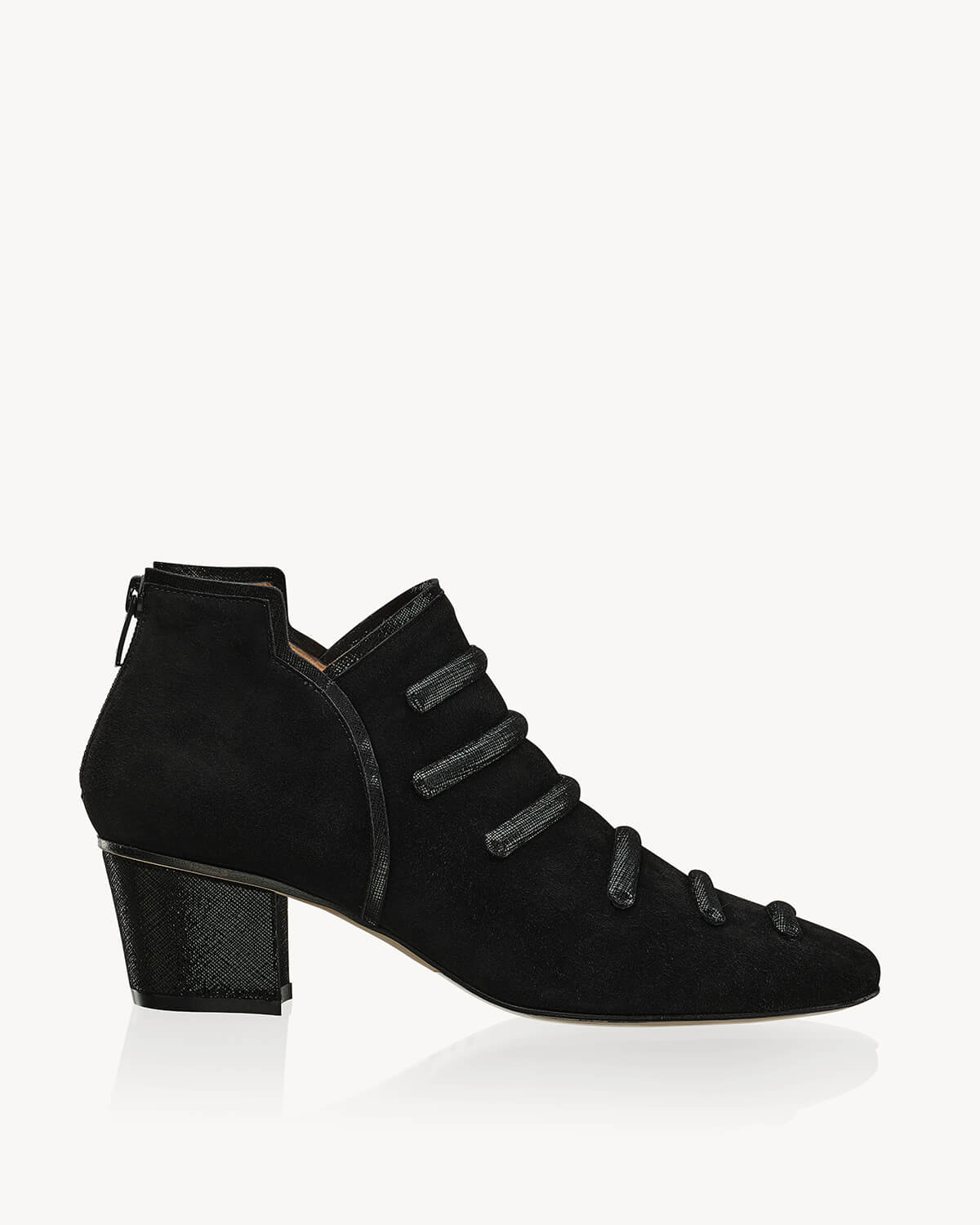 Tessa Tronchetto a tacco 50 in camoscio nero Francesco Lanzoni Shoes