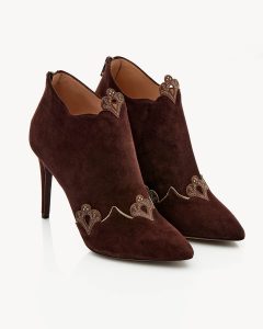 Aida Tronchetto a tacco 100 in camoscio marrone Francesco Lanzoni Shoes