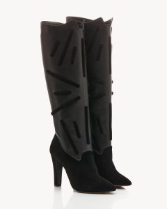 Stivale a tubo a tacco 105, in camoscio nero Yuki Francesco Lanzoni Shoes