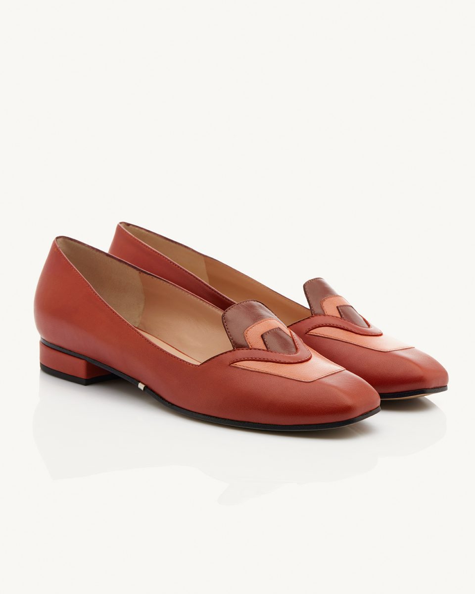 Mei Mocassino a tacco 20 in nappa ruggine Francesco Lanzoni Shoes